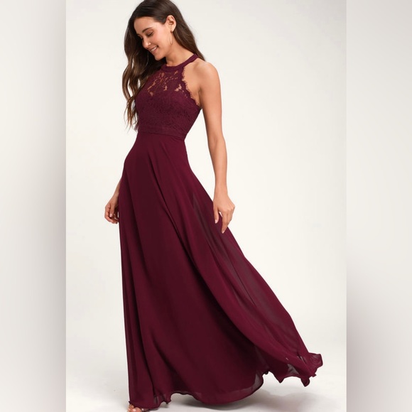 Lulus Dresses & Skirts - Lulus Women’s Dance All Evening Burgundy Lace Maxi Dress NWOT Size L
